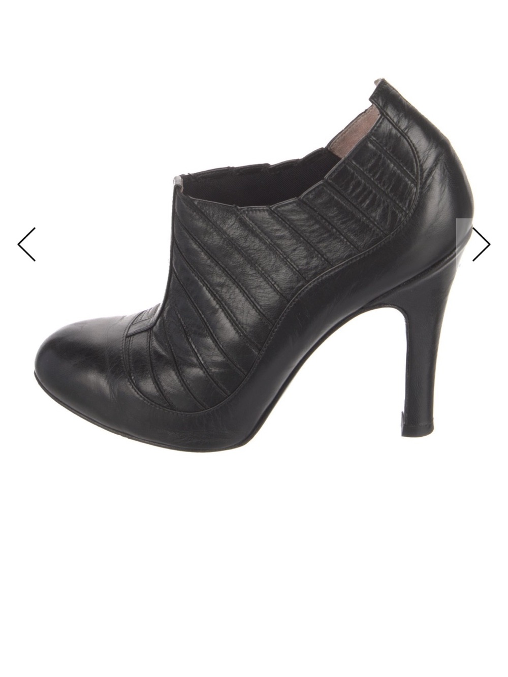 Authentic Chanel Women's Black Leather High-Heel Ankle Bootie
